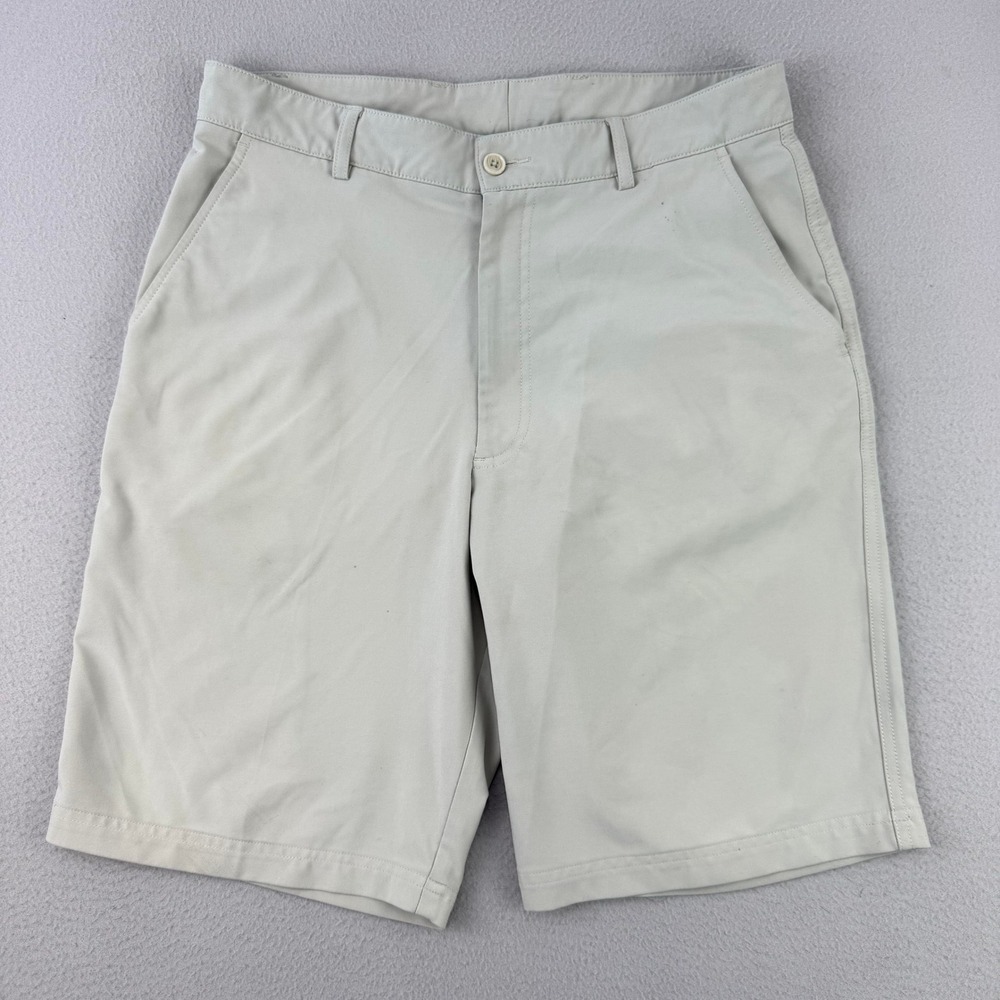 Vintage Pebble Beach Lone Cypress‎ Golf Shorts Mens 32 Khaki Performance Stretch